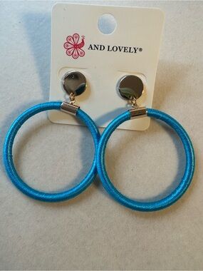 New And Lovely Blue Hoop Earrings - Satin string -Wrapped Statement Hoops
